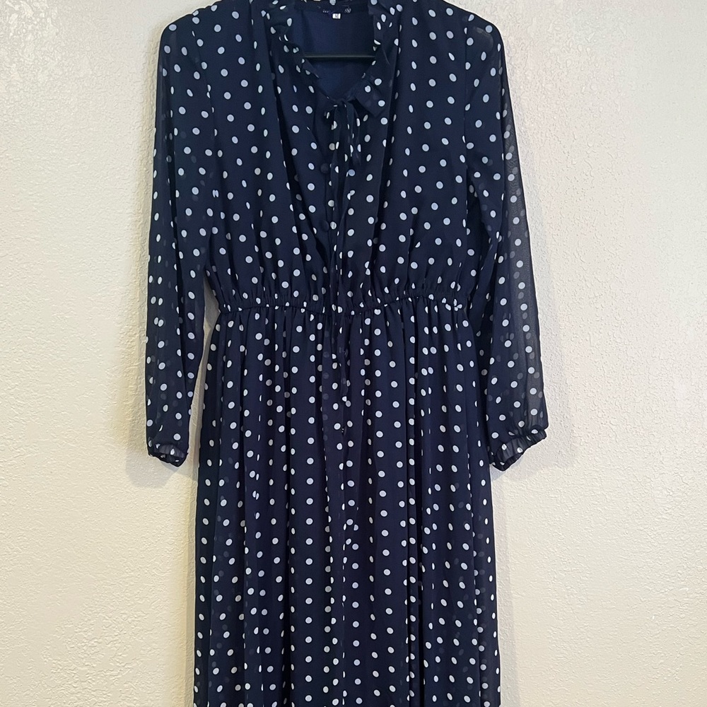 Navy and whit polka dot dress